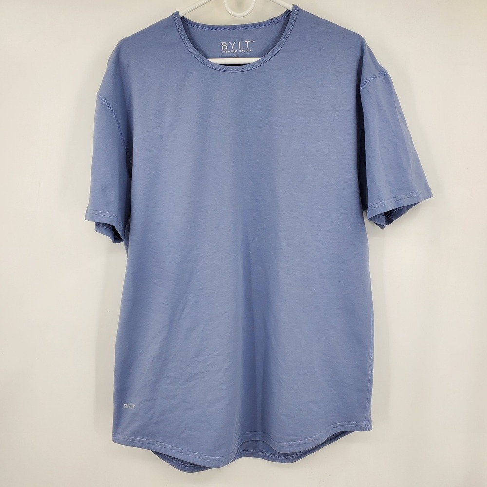 BYLT Premium Basics Lux Drop Cut Short Sleeve T-Shirt Mens XL Blue Workout